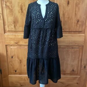 Sundance black eyelet dress with white lining. Size M worn once.